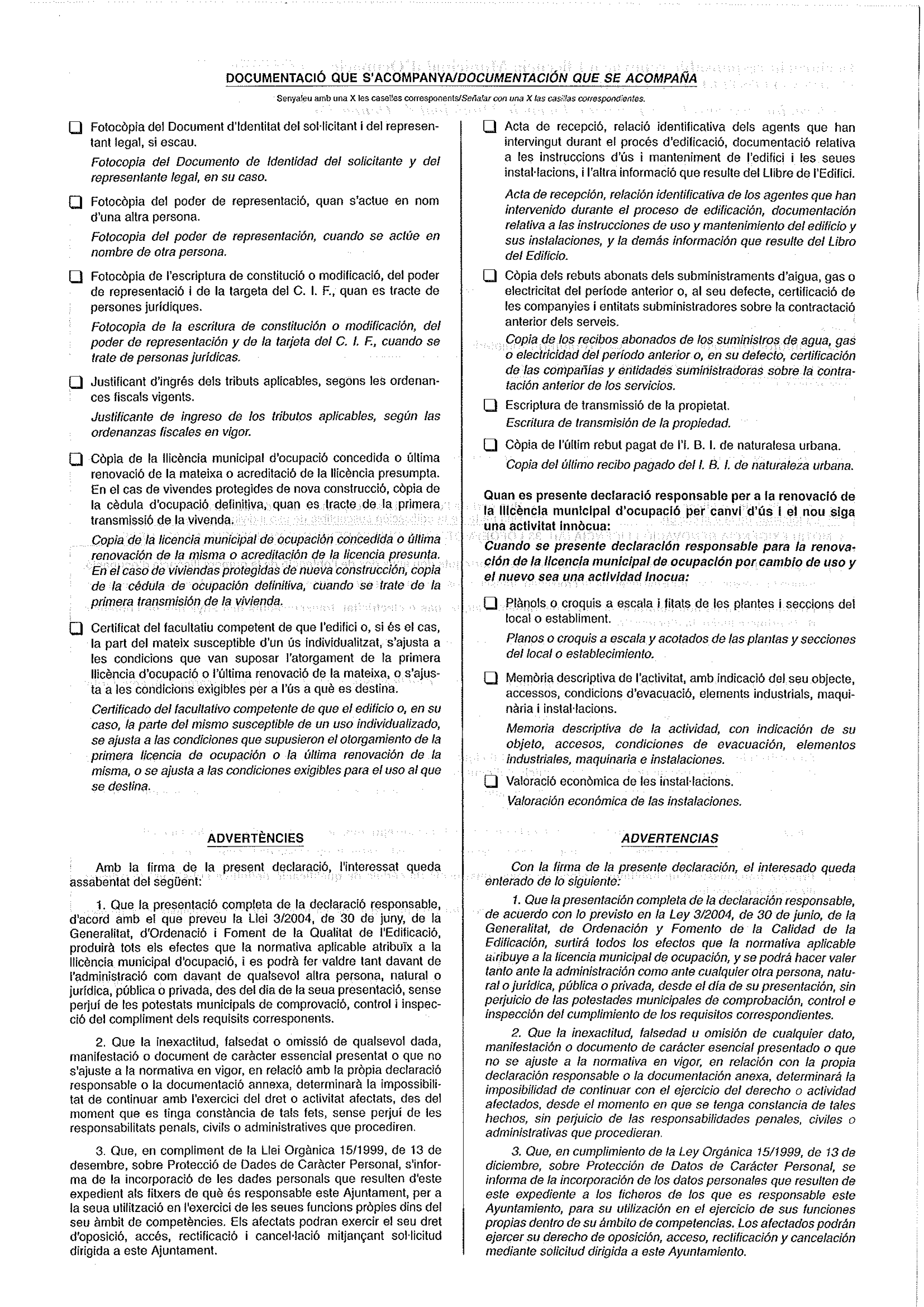 Impreso Declaración Responsable Segunda Ocupación - Alcalalí -2