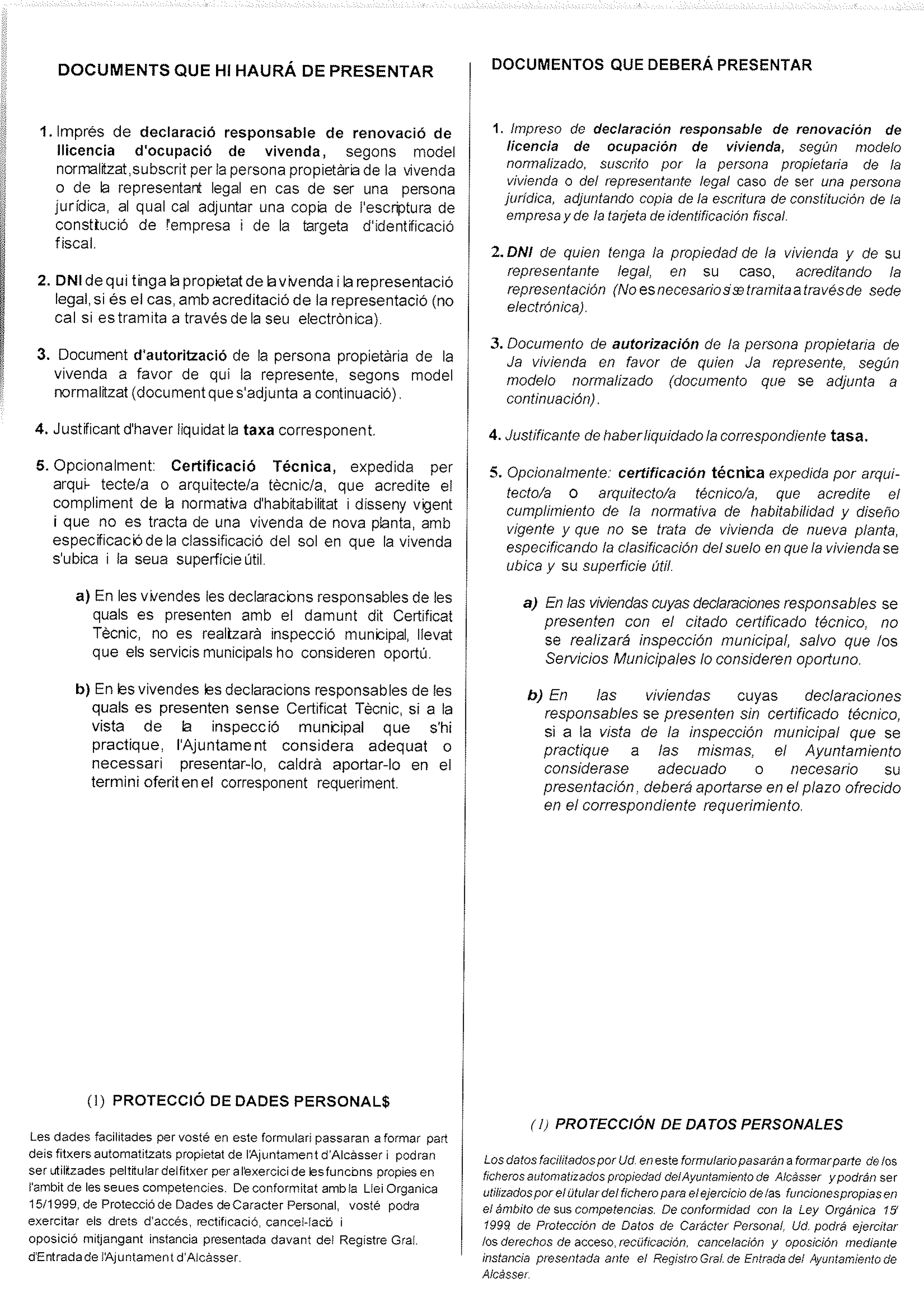 Impreso Declaración Responsable Segunda Ocupación - Alcasser 2