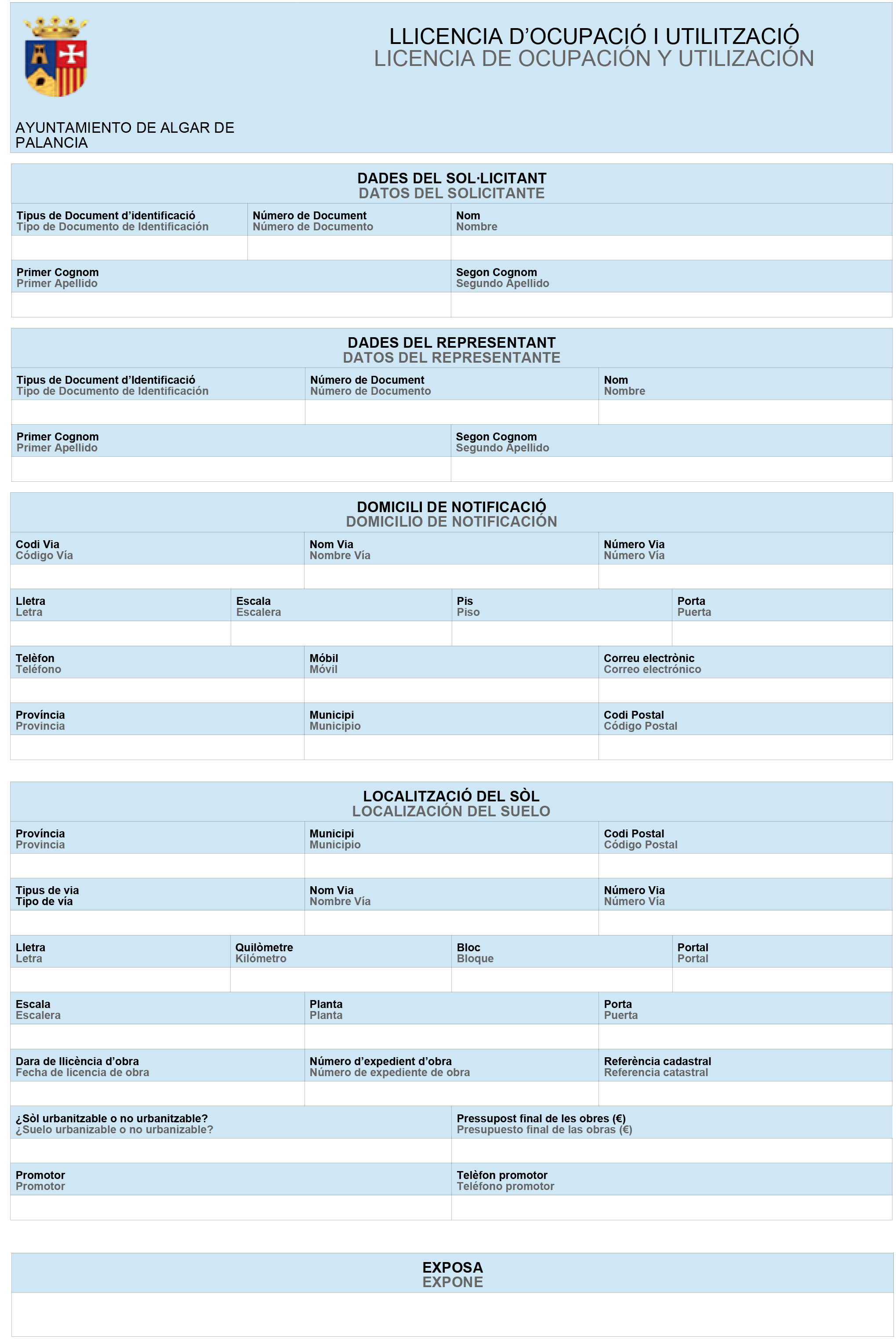 Impreso Declaración Responsable Segunda Ocupación - Algar de Palancia 1