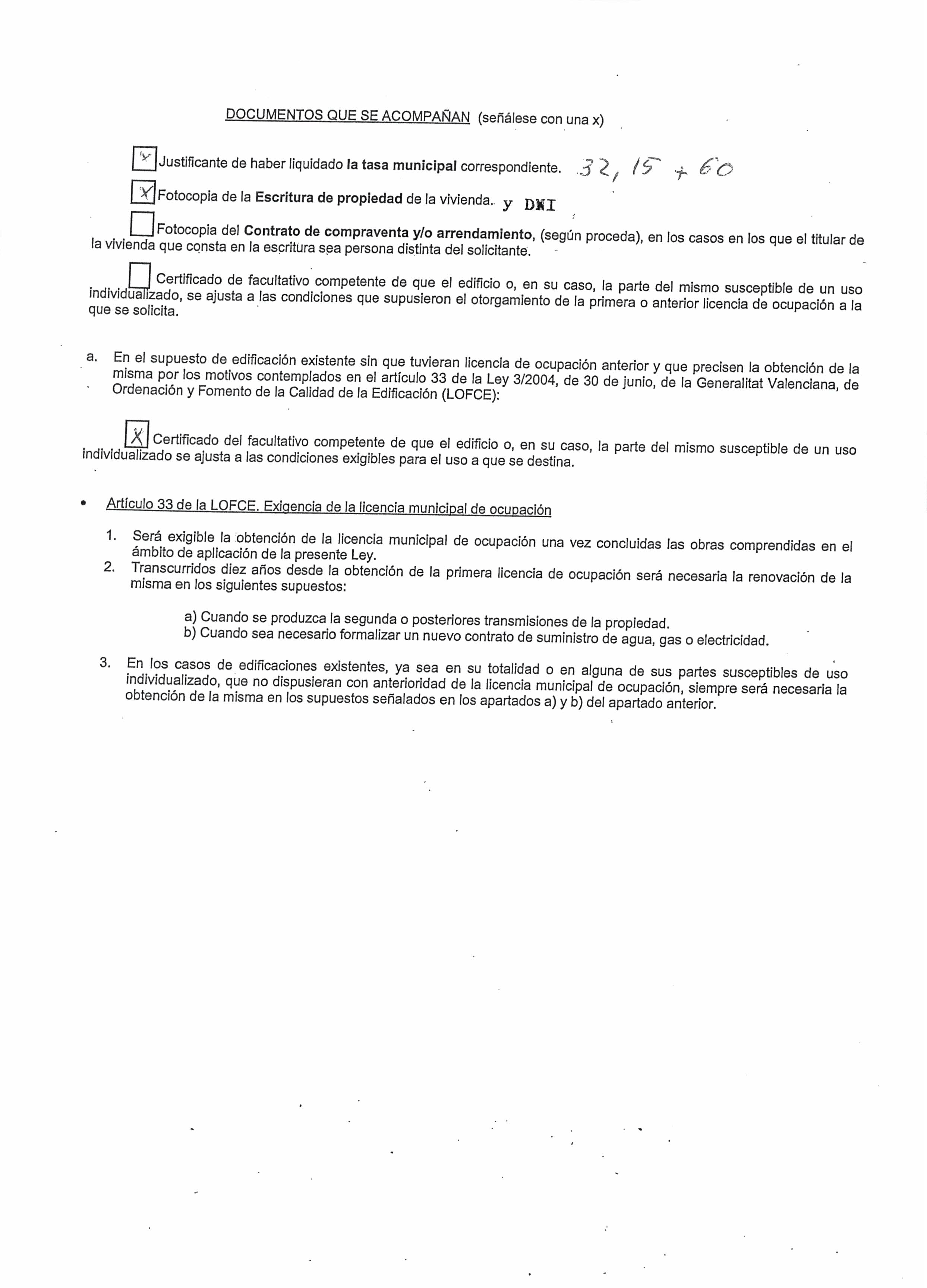 Impreso Declaración Responsable Segunda Ocupación - Catadau 2