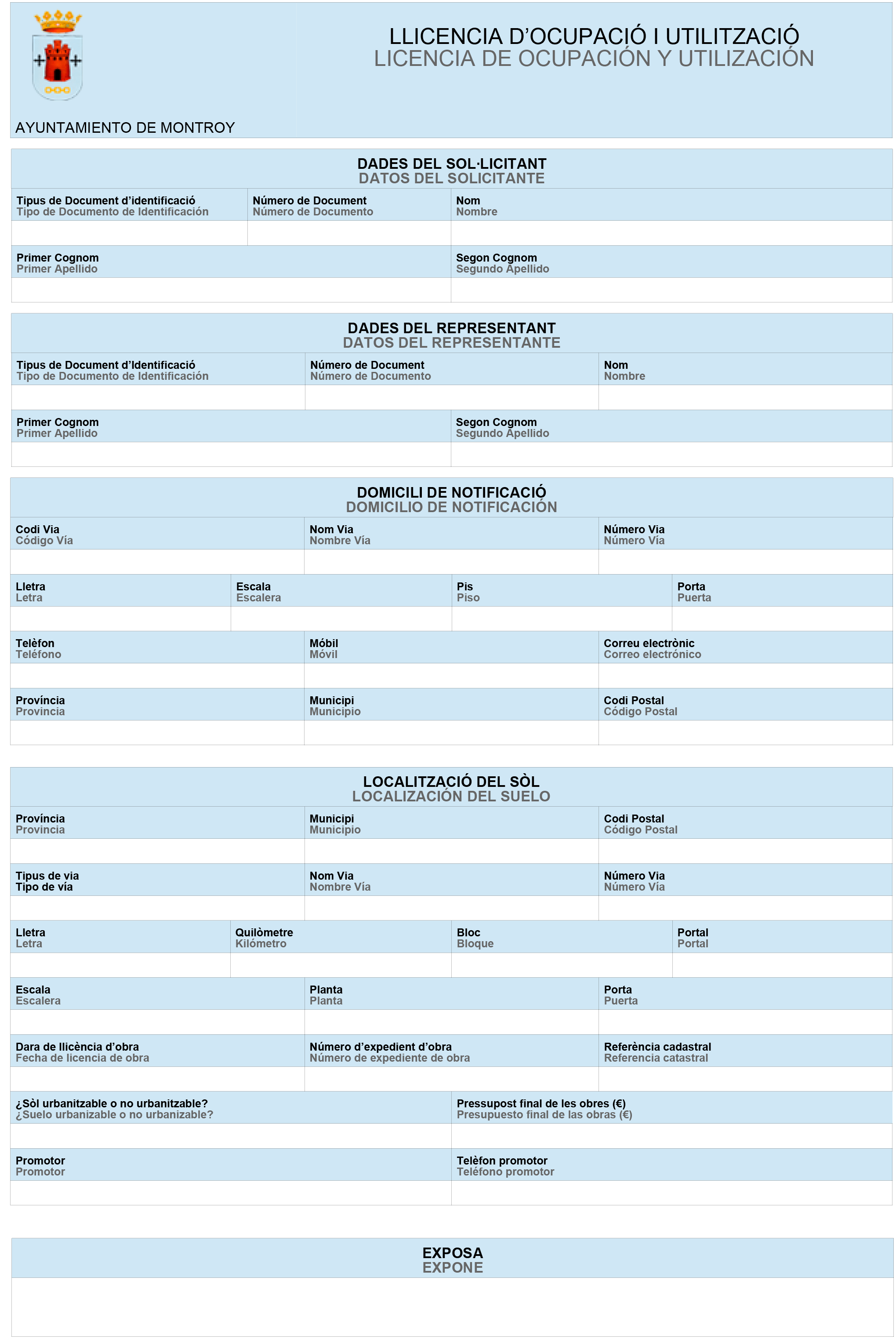 Impreso Declaración Responsable Segunda Ocupación - Montroi 1