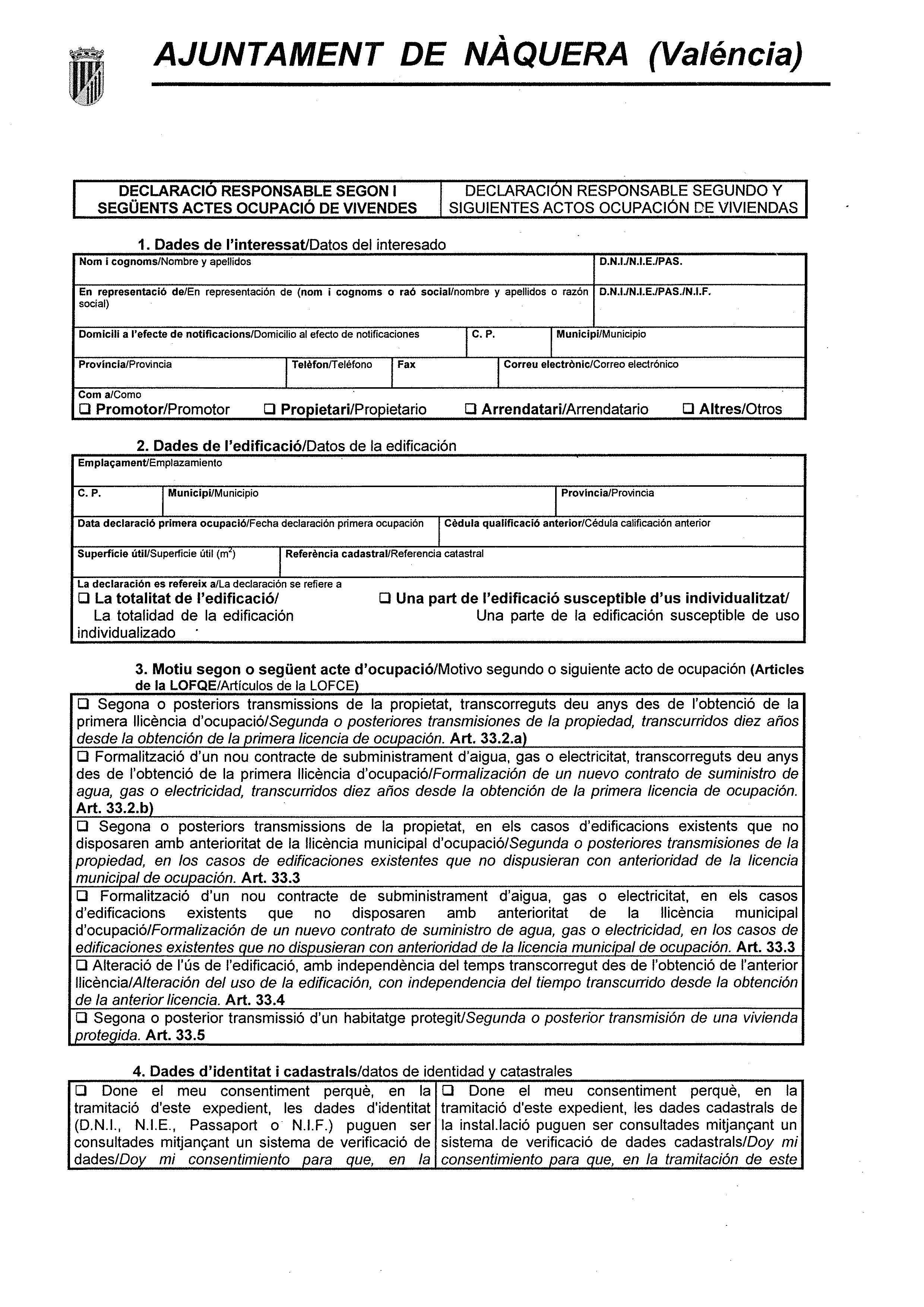 Impreso Declaración Responsable Segunda Ocupación - Náquera-1