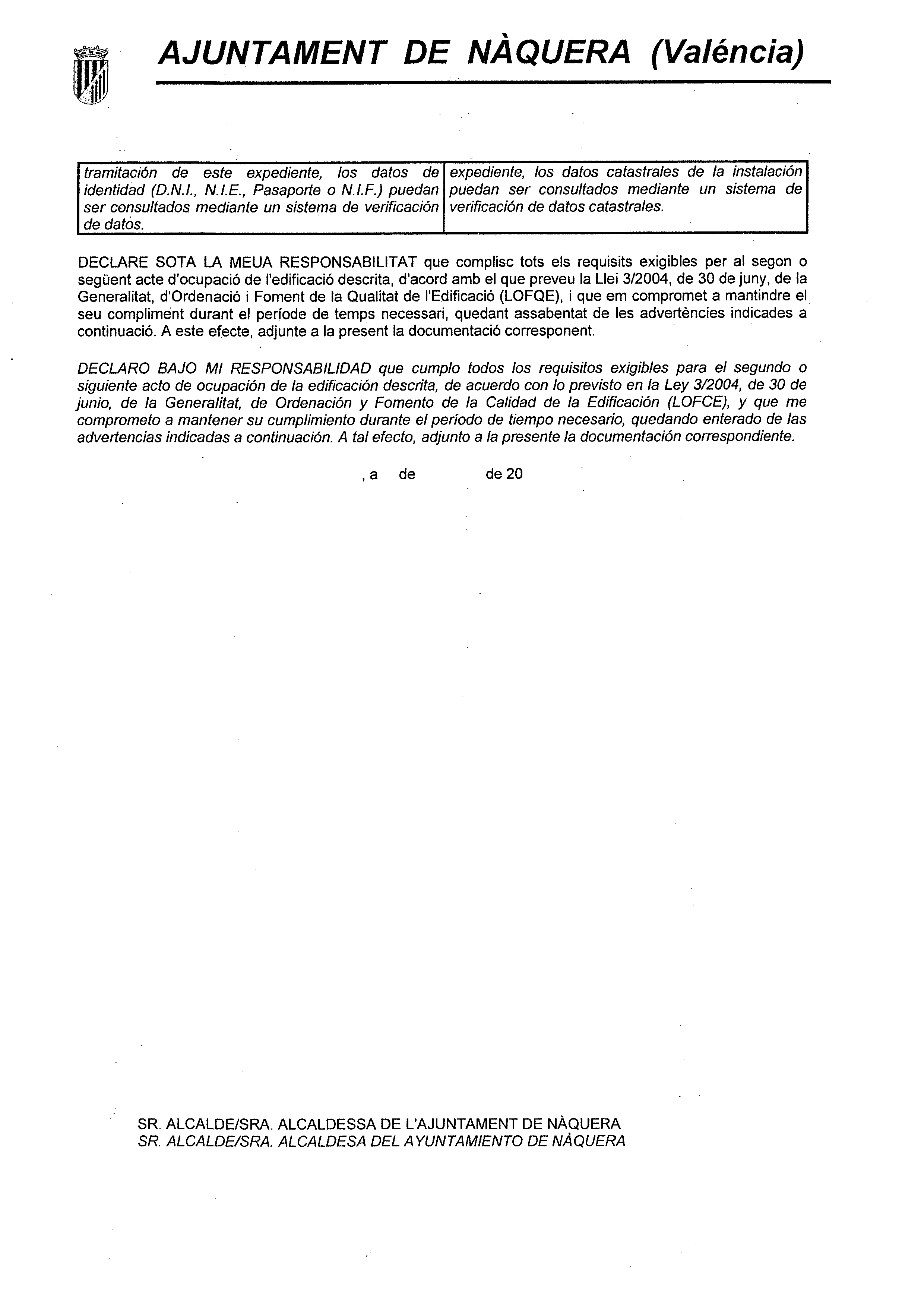 Impreso Declaración Responsable Segunda Ocupación - Náquera-2