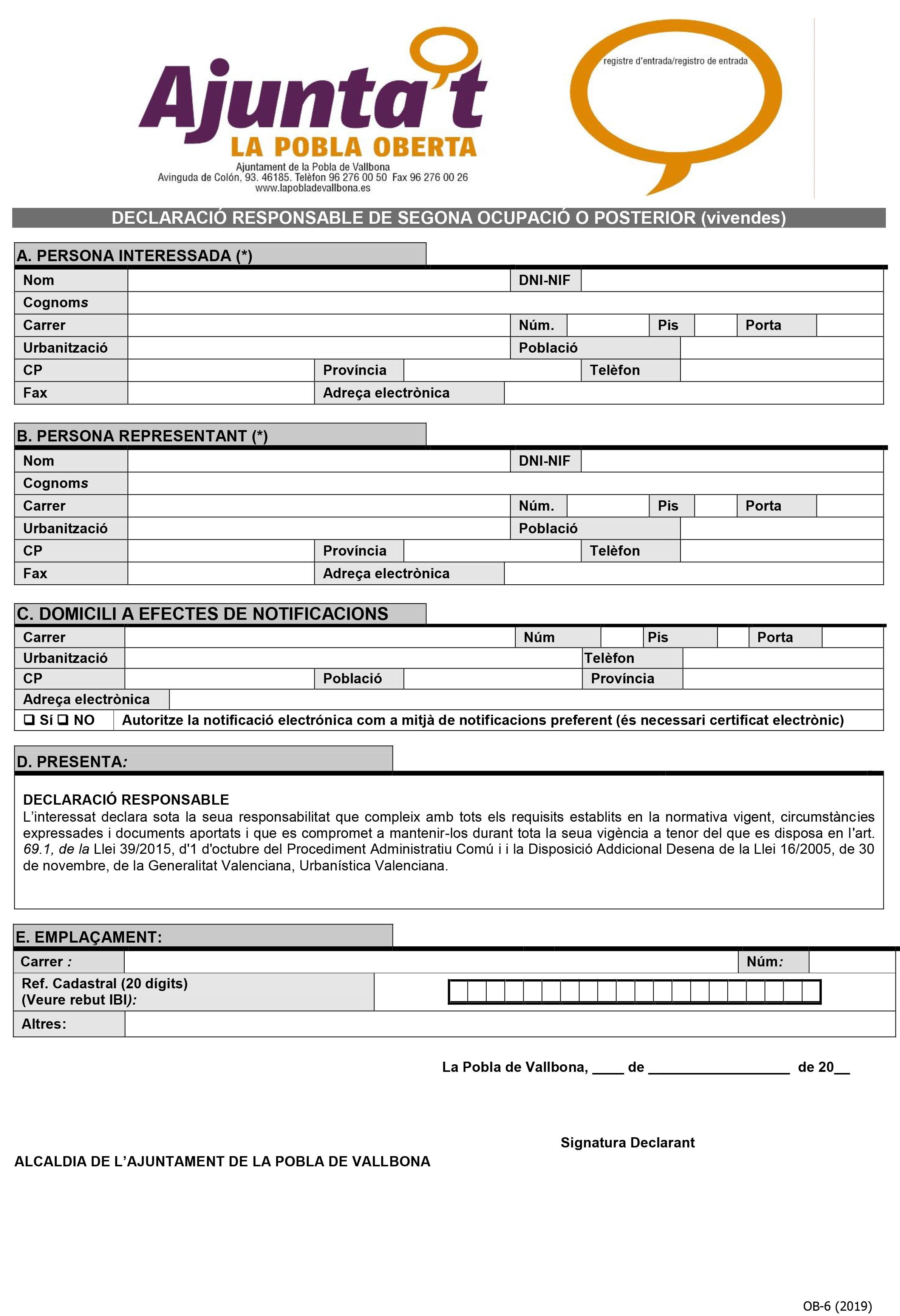 Impreso Declaración Responsable Segunda Ocupación - Pobla de Vallbona-1