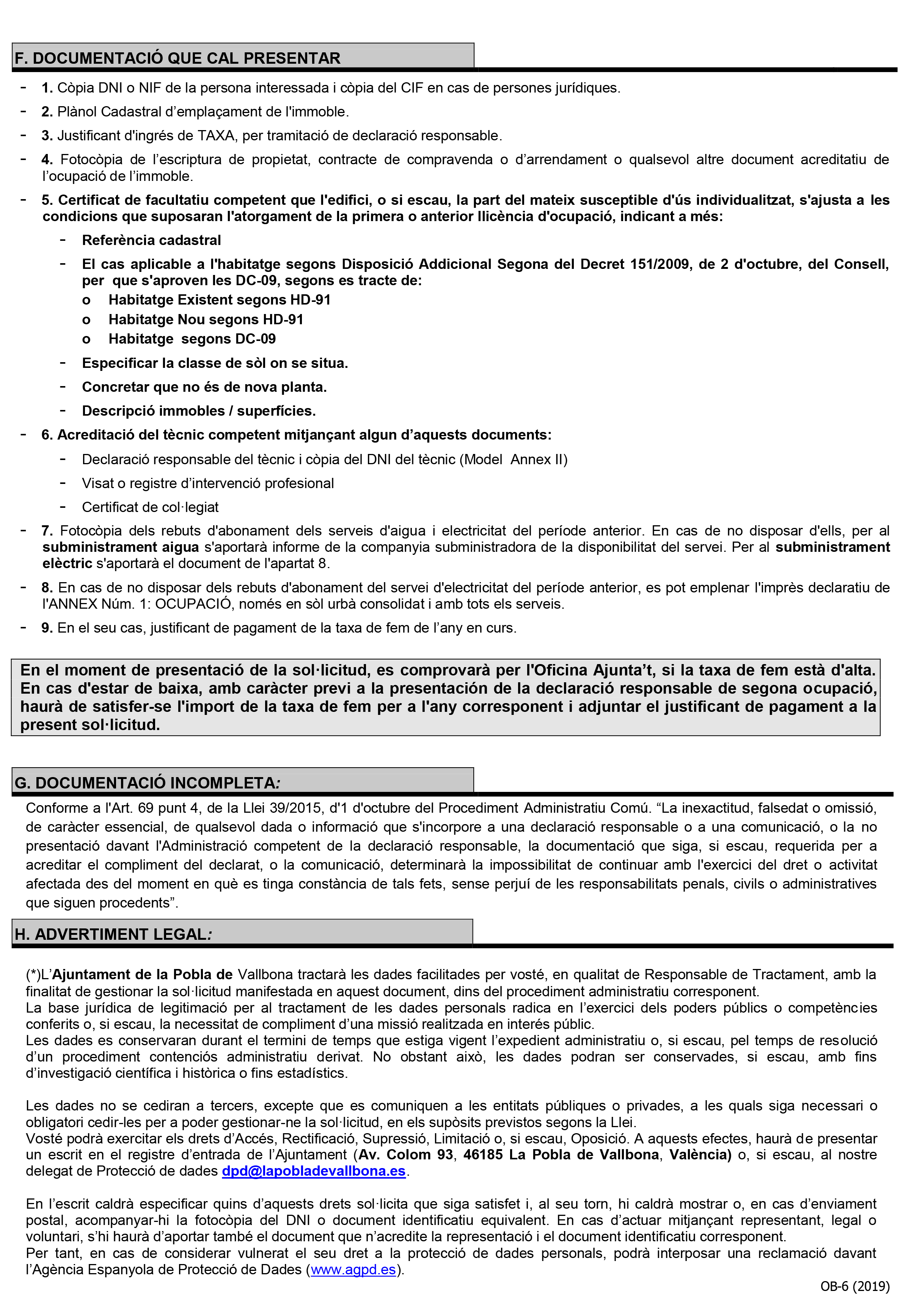 Impreso Declaración Responsable Segunda Ocupación - Pobla de Vallbona-2