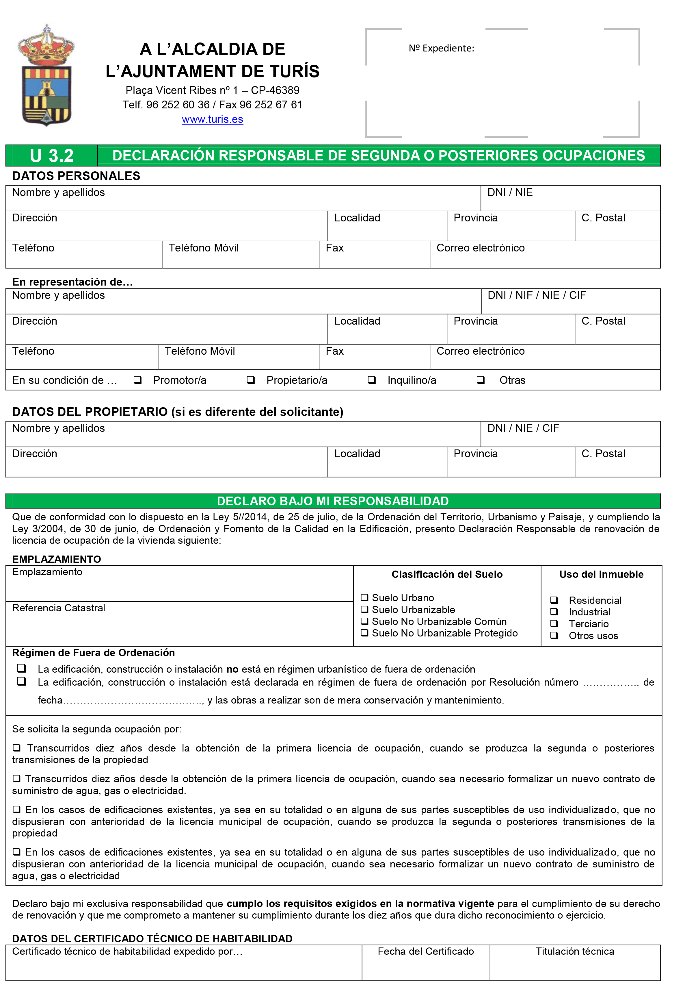 Impreso Declaración Responsable Segunda Ocupación - Turís-1