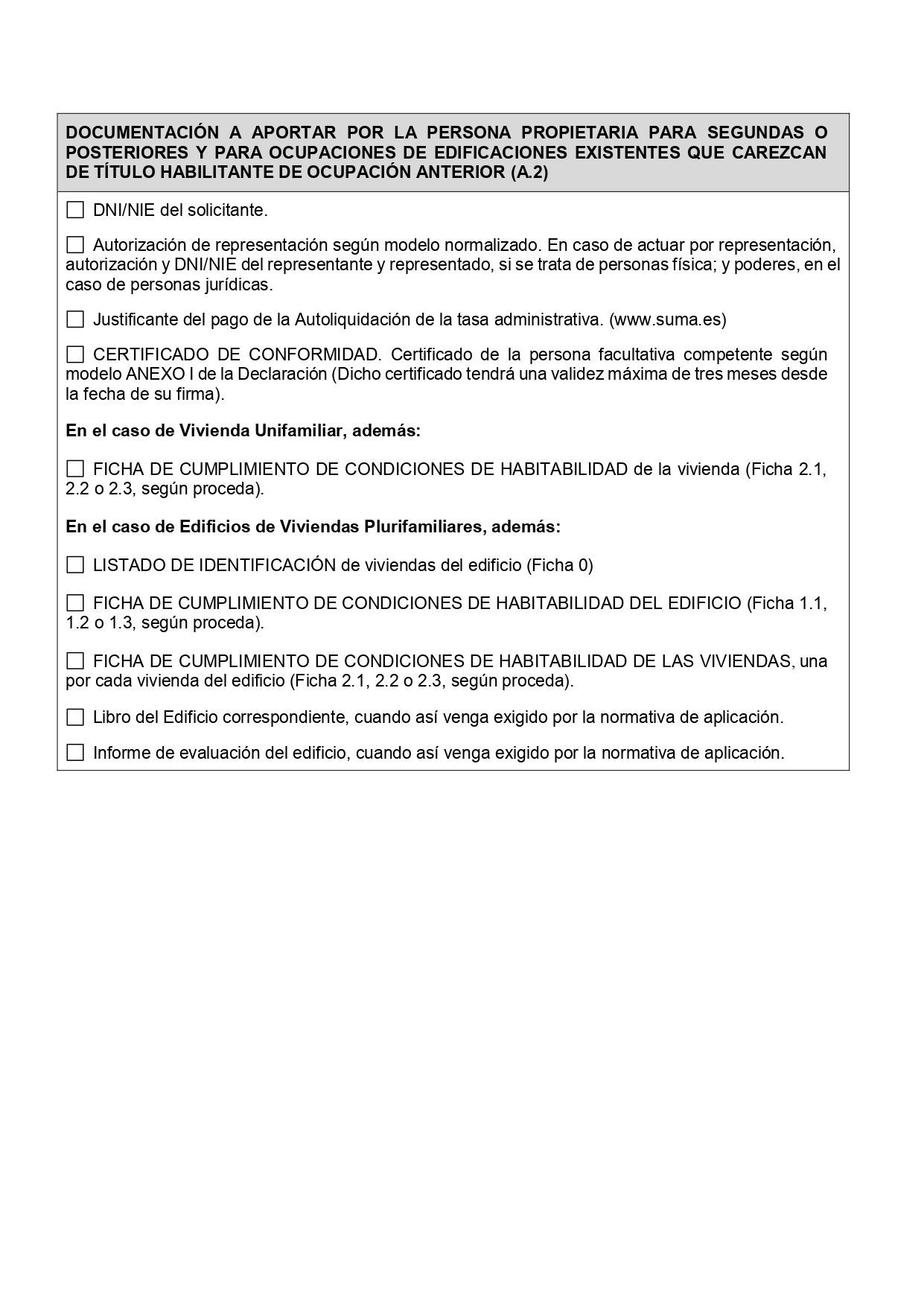 Instancia Declaración Responsable Segunda Ocupación en Crevillente