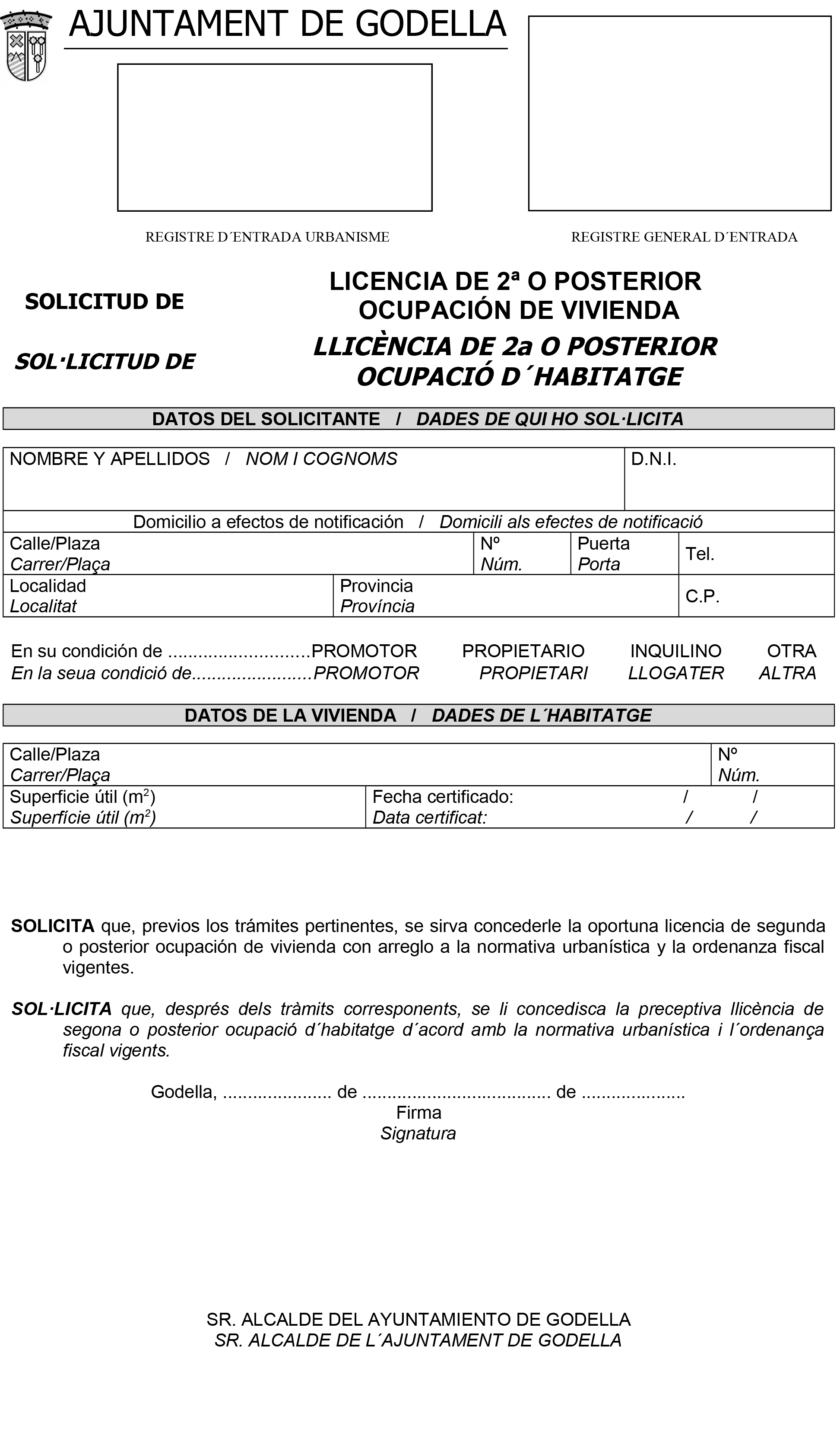 Solicitud LICENCIA 2ª OCUPACIÓN - (L2O-1)2-GODELLA-1