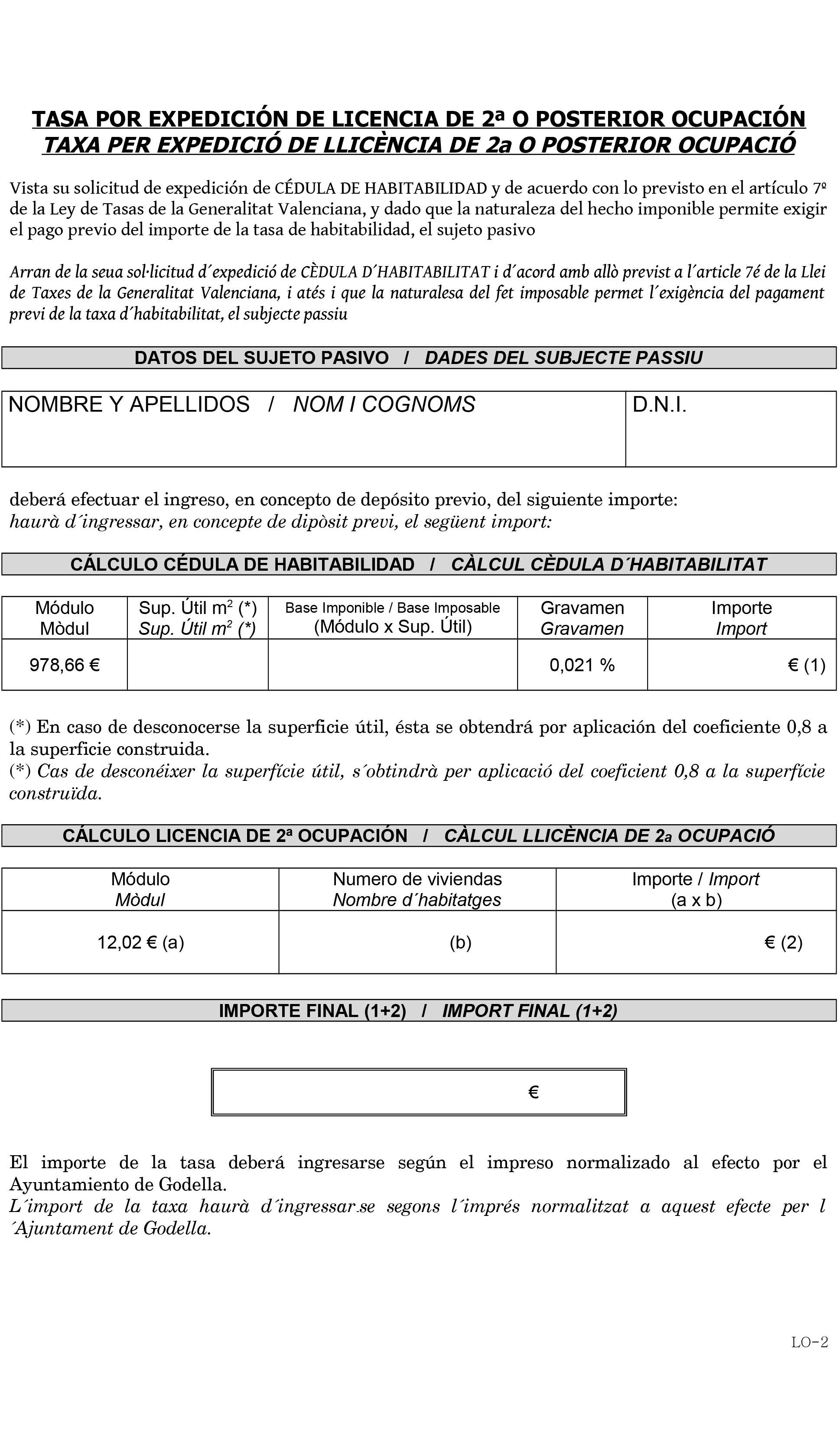 Solicitud LICENCIA 2ª OCUPACIÓN - (L2O-1)2-GODELLA-2