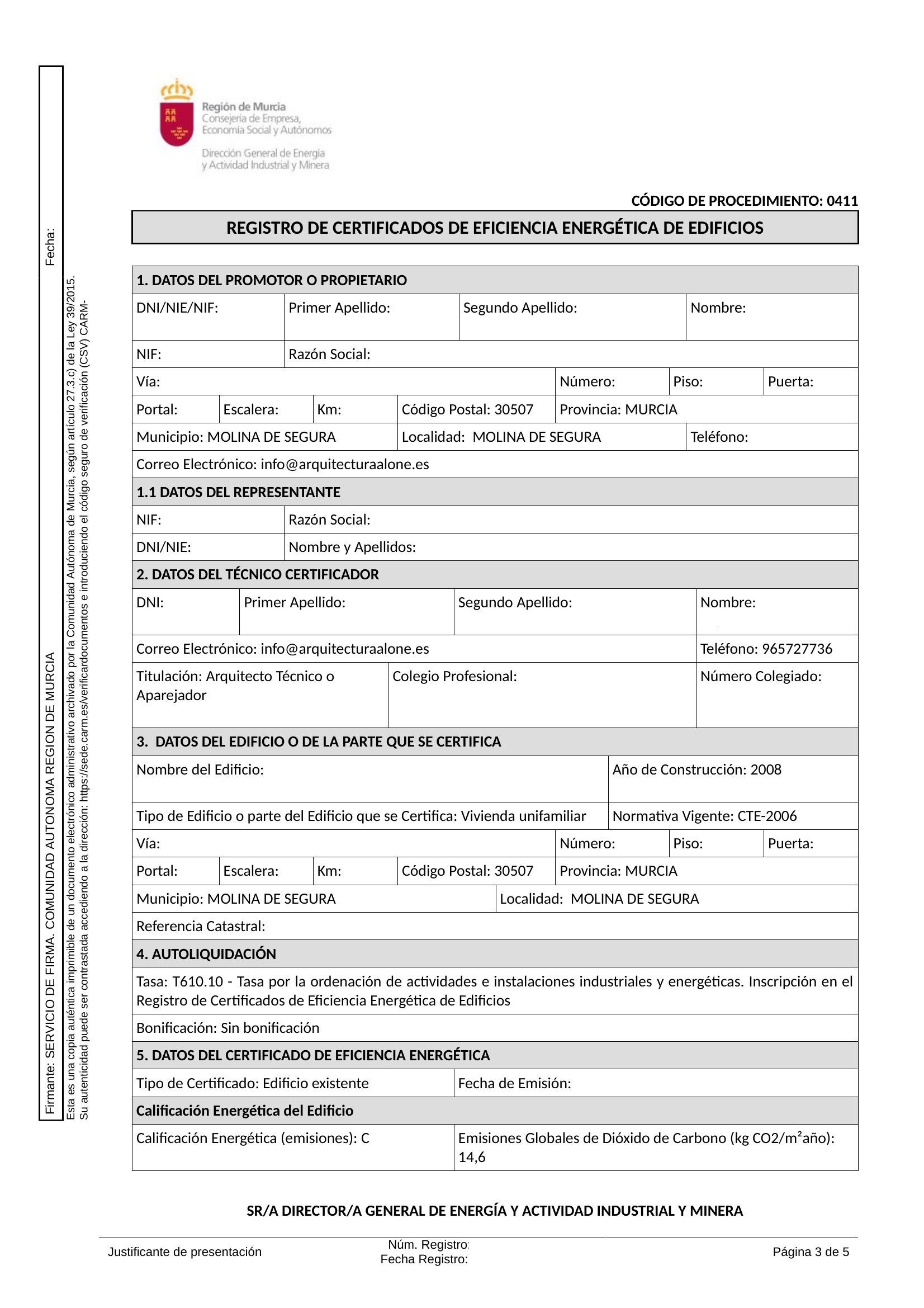 Certificado de Eficiencia Energética en Murcia