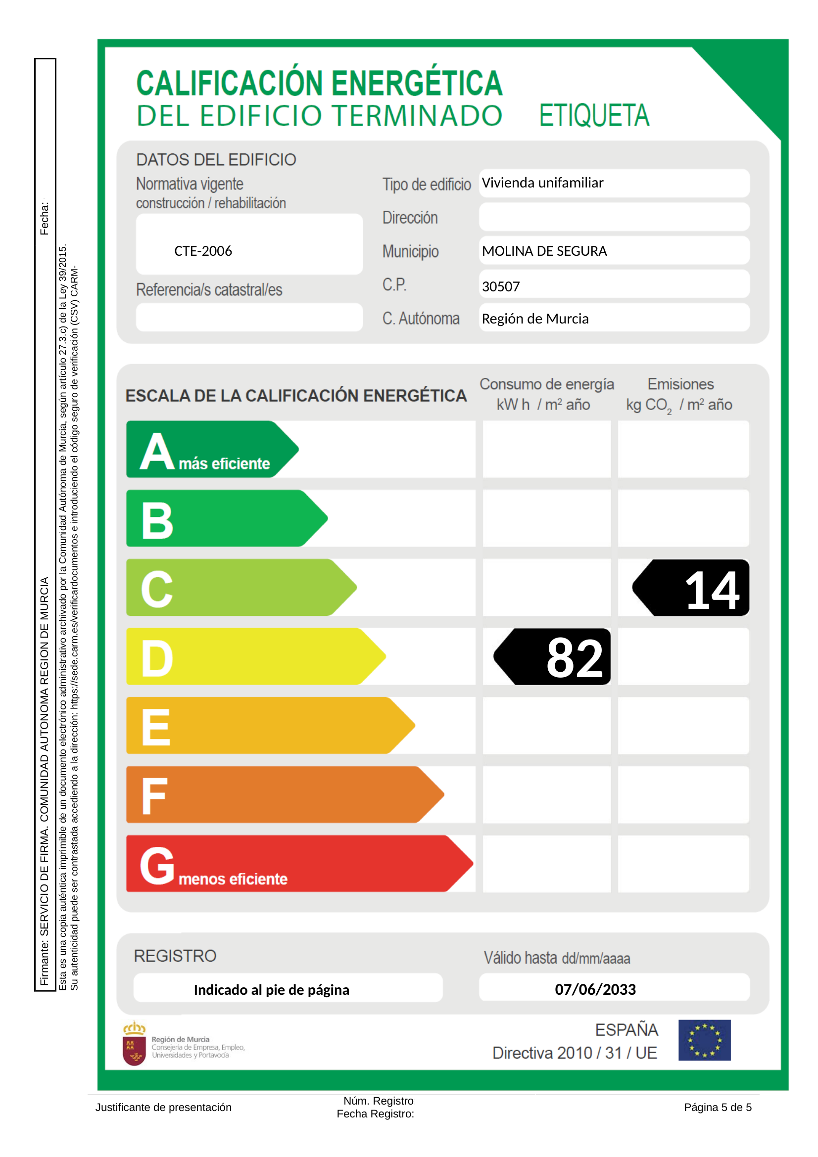 Certificado de Eficiencia Energética en Murcia
