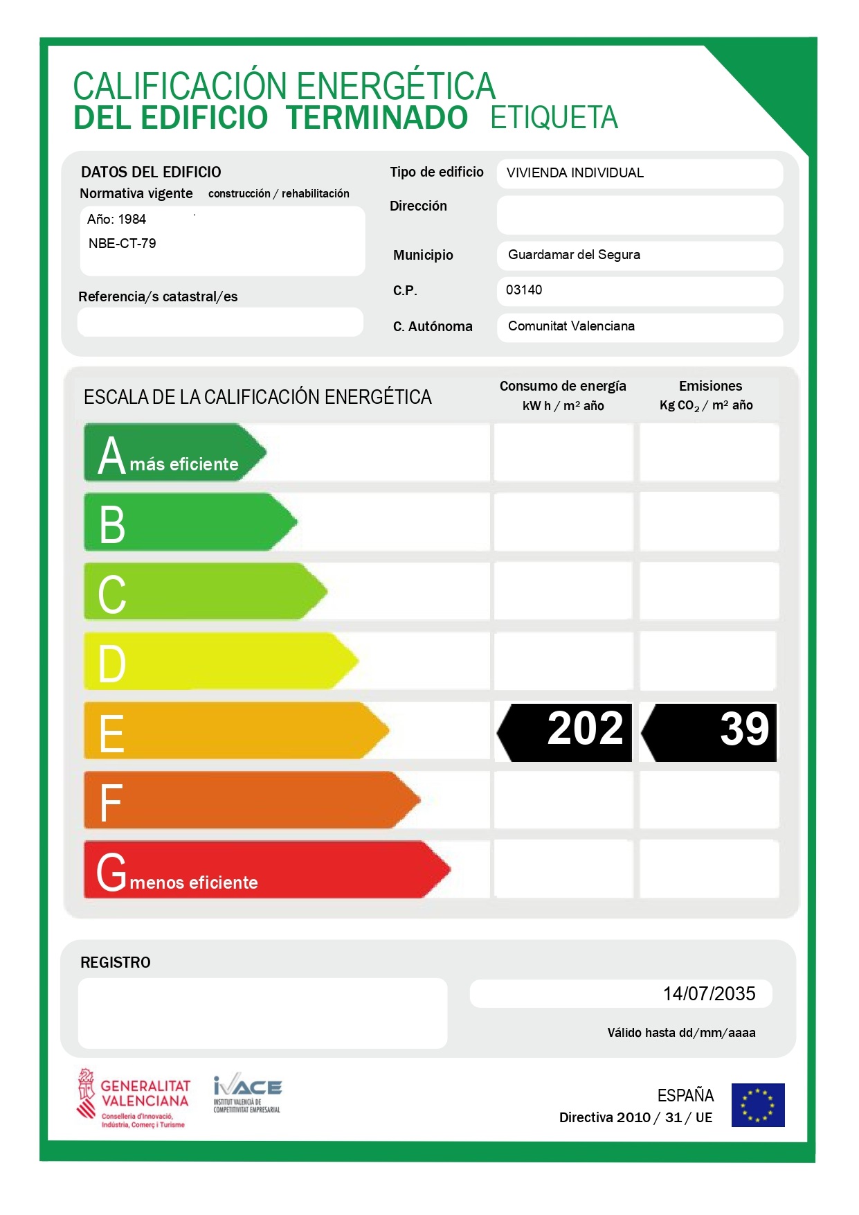 Certificado de Eficiencia Energética